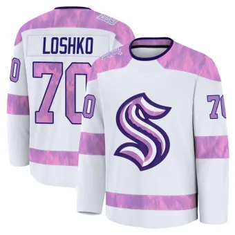 Men's Andrei Loshko Seattle Kraken 2024 Hockey Fights Cancer Practice Jersey - White Premium