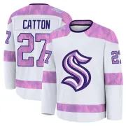 Men's Berkly Catton Seattle Kraken 2024 Hockey Fights Cancer Practice Jersey - White Premium