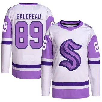 Men's Frederick Gaudreau Seattle Kraken Hockey Fights Cancer Primegreen Jersey - White/Purple Authentic