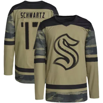 Men's Jaden Schwartz Seattle Kraken Military Appreciation Practice Jersey - Camo Authentic