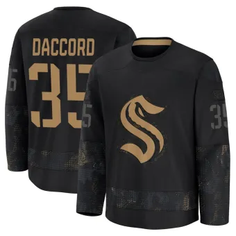 Men's Joey Daccord Seattle Kraken 2024 Military Appreciation Practice Jersey - Black Premium