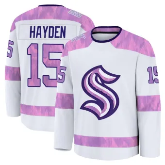 Men's John Hayden Seattle Kraken 2024 Hockey Fights Cancer Practice Jersey - White Premium