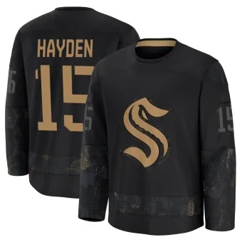 Men's John Hayden Seattle Kraken 2024 Military Appreciation Practice Jersey - Black Premium