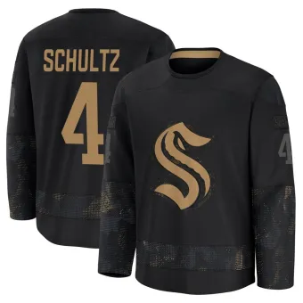 Men's Justin Schultz Seattle Kraken 2024 Military Appreciation Practice Jersey - Black Premium