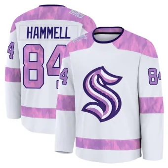 Men's Kaden Hammell Seattle Kraken 2024 Hockey Fights Cancer Practice Jersey - White Premium
