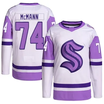 Youth Bobby McMann Seattle Kraken Hockey Fights Cancer Primegreen Jersey - White/Purple Authentic