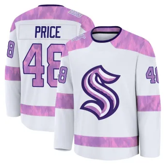 Youth Caden Price Seattle Kraken 2024 Hockey Fights Cancer Practice Jersey - White Premium