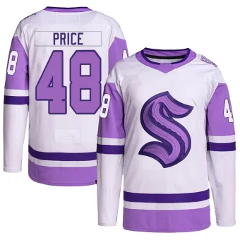 Youth Caden Price Seattle Kraken Hockey Fights Cancer Primegreen Jersey - White/Purple Authentic