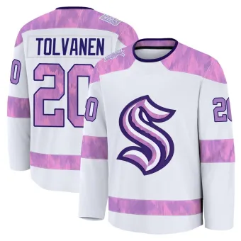 Youth Eeli Tolvanen Seattle Kraken 2024 Hockey Fights Cancer Practice Jersey - White Premium