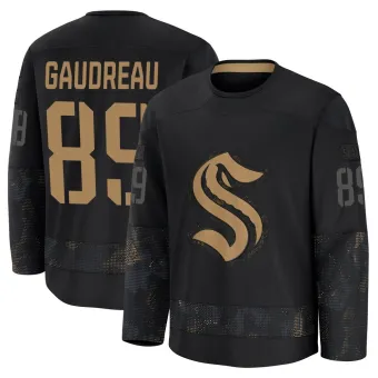 Youth Frederick Gaudreau Seattle Kraken 2024 Military Appreciation Practice Jersey - Black Premium