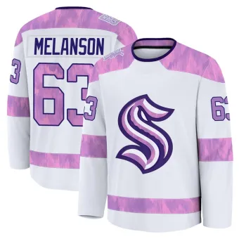 Youth Jacob Melanson Seattle Kraken 2024 Hockey Fights Cancer Practice Jersey - White Premium
