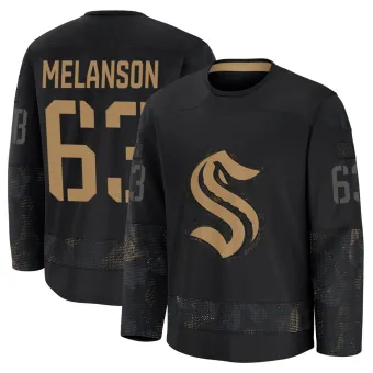 Youth Jacob Melanson Seattle Kraken 2024 Military Appreciation Practice Jersey - Black Premium