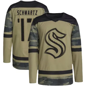Youth Jaden Schwartz Seattle Kraken Military Appreciation Practice Jersey - Camo Authentic