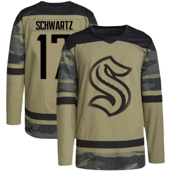 Youth Jaden Schwartz Seattle Kraken Military Appreciation Team Practice Jersey - Camo Authentic