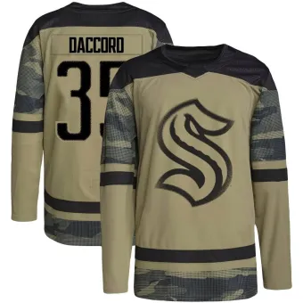Youth Joey Daccord Seattle Kraken Military Appreciation Team Practice Jersey - Camo Authentic
