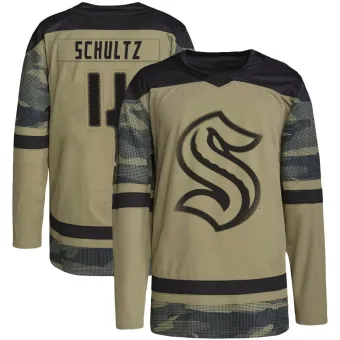 Youth Justin Schultz Seattle Kraken Military Appreciation Practice Jersey - Camo Authentic
