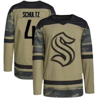 Youth Justin Schultz Seattle Kraken Military Appreciation Team Practice Jersey - Camo Authentic