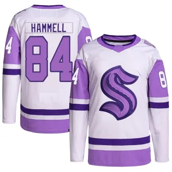 Youth Kaden Hammell Seattle Kraken Hockey Fights Cancer Primegreen Jersey - White/Purple Authentic