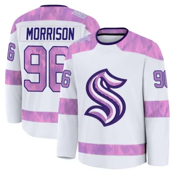 Youth Logan Morrison Seattle Kraken 2024 Hockey Fights Cancer Practice Jersey - White Premium