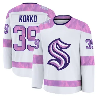 Youth Nikke Kokko Seattle Kraken 2024 Hockey Fights Cancer Practice Jersey - White Premium