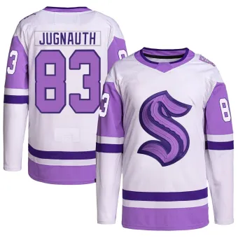 Youth Tyson Jugnauth Seattle Kraken Hockey Fights Cancer Primegreen Jersey - White/Purple Authentic