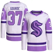 Youth Yanni Gourde Seattle Kraken Hockey Fights Cancer Primegreen Jersey - White/Purple Authentic